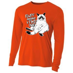 Funny Fluff Around and Find Out Grumpy Kitty Sarcastic Cat Cooling Performance Long Sleeve Crew