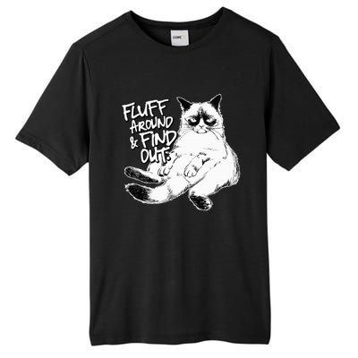 Funny Fluff Around and Find Out Grumpy Kitty Sarcastic Cat Tall Fusion ChromaSoft Performance T-Shirt