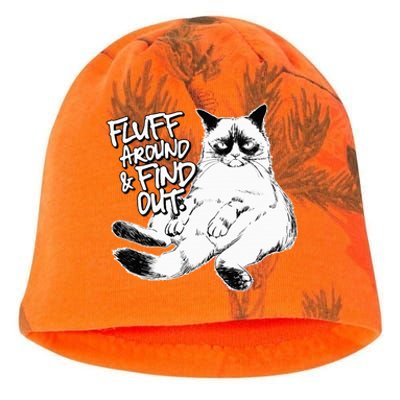 Funny Fluff Around and Find Out Grumpy Kitty Sarcastic Cat Kati - Camo Knit Beanie