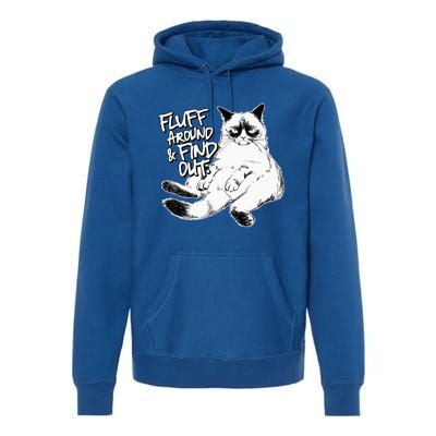 Funny Fluff Around and Find Out Grumpy Kitty Sarcastic Cat Premium Hoodie