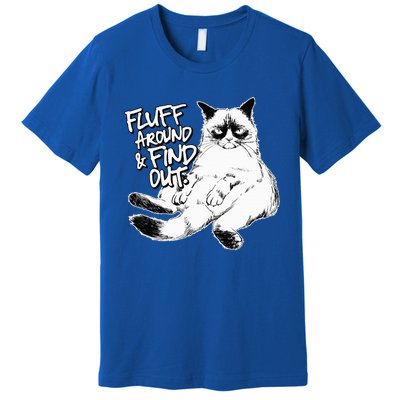 Funny Fluff Around and Find Out Grumpy Kitty Sarcastic Cat Premium T-Shirt