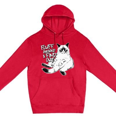 Funny Fluff Around and Find Out Grumpy Kitty Sarcastic Cat Premium Pullover Hoodie