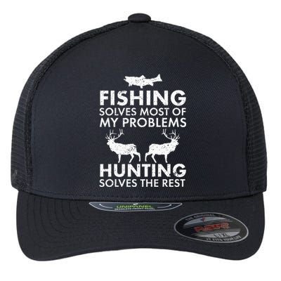 Funny Fishing And Hunting Gift Christmas Humor Hunter Cool Flexfit Unipanel Trucker Cap