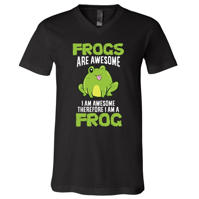 Funny Frogs Are Awesome I'm Awesome Therefore I Am A Frog V-Neck T-Shirt