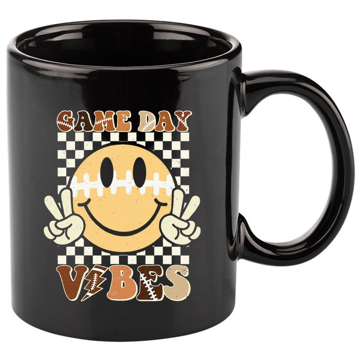 Funny Face American Football Game Day Vibes Sport 11oz C Handle Ceramic Mug
