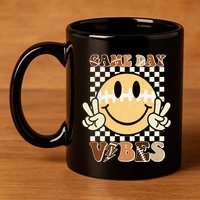 Funny Face American Football Game Day Vibes Sport 11oz C Handle Ceramic Mug