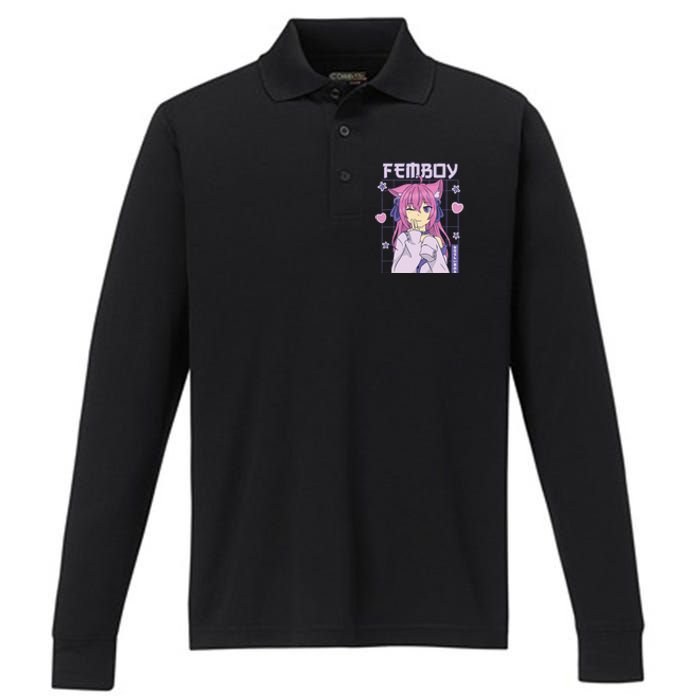 funny Femboy Anime Cute Little Femboy Performance Long Sleeve Polo