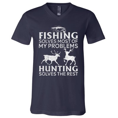 Funny Fishing And Hunting Gift Christmas Humor Hunter Cool X V-Neck T-Shirt