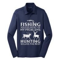 Funny Fishing And Hunting Gift Christmas Humor Hunter Cool X Silk Touch Performance Long Sleeve Polo