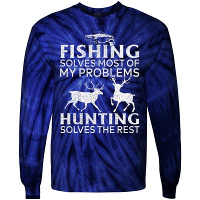 Funny Fishing And Hunting Gift Christmas Humor Hunter Cool X Tie-Dye Long Sleeve Shirt