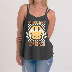 Funny Face American Football Game Day Vibes Sport Women's Strappy Tank