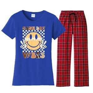 Funny Face American Football Game Day Vibes Sport Women's Flannel Pajama Set