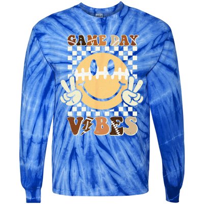 Funny Face American Football Game Day Vibes Sport Tie-Dye Long Sleeve Shirt