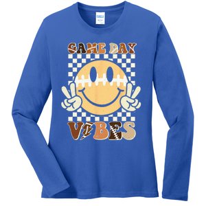 Funny Face American Football Game Day Vibes Sport Ladies Long Sleeve Shirt