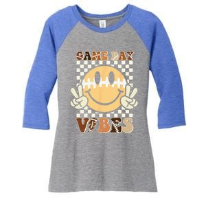 Funny Face American Football Game Day Vibes Sport Women's Tri-Blend 3/4-Sleeve Raglan Shirt