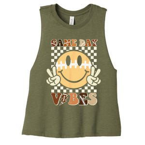 Funny Face American Football Game Day Vibes Sport Women's Racerback Cropped Tank