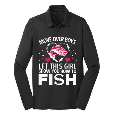 Funny Fishing Art Fishing Lover Fisherwoman Silk Touch Performance Long Sleeve Polo