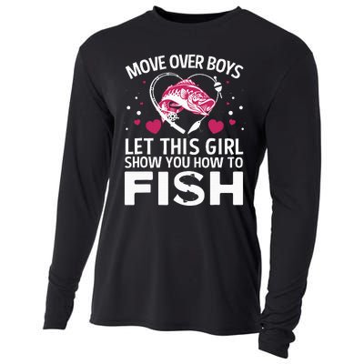 Funny Fishing Art Fishing Lover Fisherwoman Cooling Performance Long Sleeve Crew