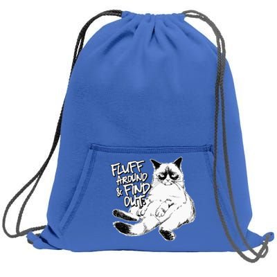 Funny Fluff Around And Find Out Grumpy Kitty Sarcastic Cat Sweatshirt Cinch Pack Bag