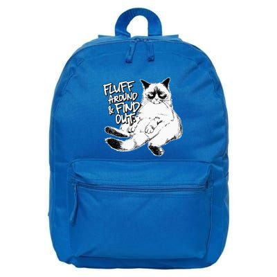Funny Fluff Around And Find Out Grumpy Kitty Sarcastic Cat 16 in Basic Backpack