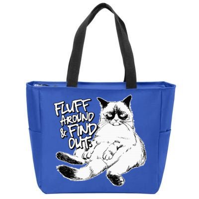 Funny Fluff Around And Find Out Grumpy Kitty Sarcastic Cat Zip Tote Bag