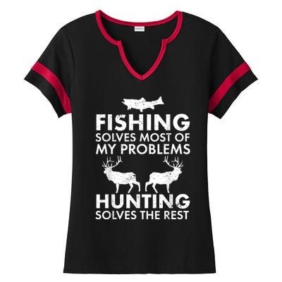 Funny Fishing And Hunting Gift Christmas Humor Hunter Cool Ladies Halftime Notch Neck Tee