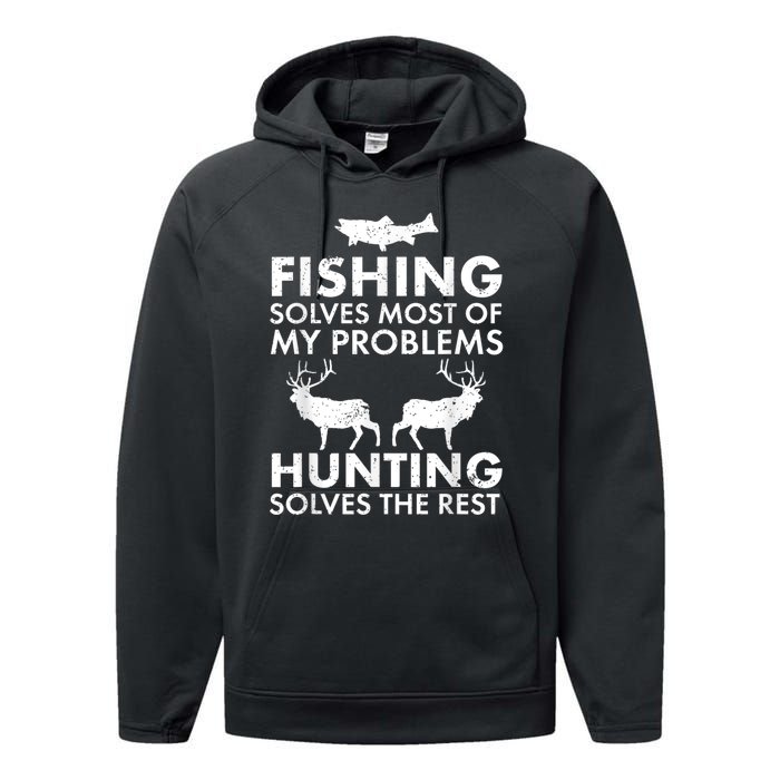 Funny Fishing And Hunting Gift Christmas Humor Hunter Cool Performance Fleece Hoodie