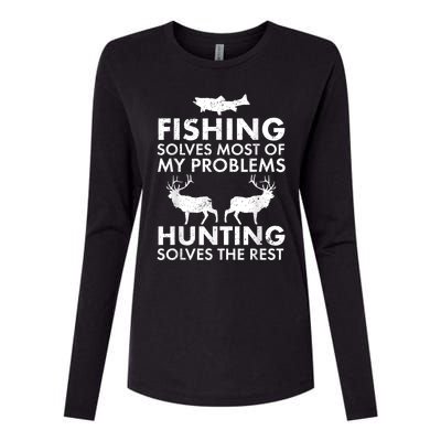 Funny Fishing And Hunting Gift Christmas Humor Hunter Cool Womens Cotton Relaxed Long Sleeve T-Shirt