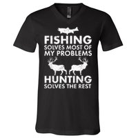 Funny Fishing And Hunting Gift Christmas Humor Hunter Cool V-Neck T-Shirt