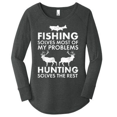 Funny Fishing And Hunting Gift Christmas Humor Hunter Cool Women's Perfect Tri Tunic Long Sleeve Shirt