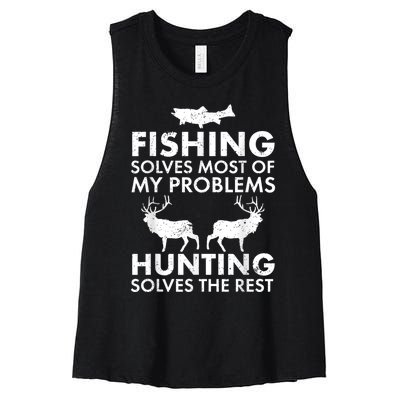 Funny Fishing And Hunting Gift Christmas Humor Hunter Cool Women's Racerback Cropped Tank