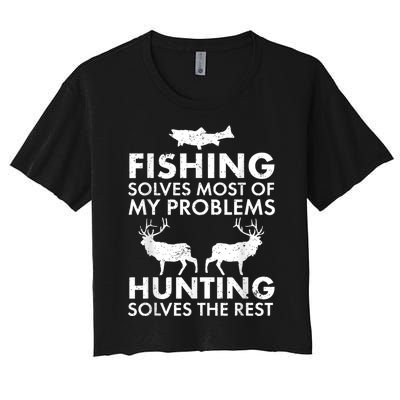 Funny Fishing And Hunting Gift Christmas Humor Hunter Cool Women's Crop Top Tee