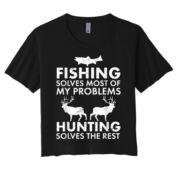 Funny Fishing And Hunting Gift Christmas Humor Hunter Cool Women's Crop Top Tee