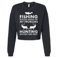 Funny Fishing And Hunting Gift Christmas Humor Hunter Cool Cropped Pullover Crew