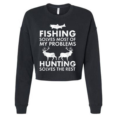 Funny Fishing And Hunting Gift Christmas Humor Hunter Cool Cropped Pullover Crew