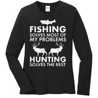 Funny Fishing And Hunting Gift Christmas Humor Hunter Cool Ladies Long Sleeve Shirt