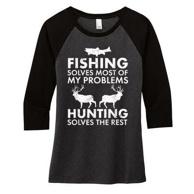 Funny Fishing And Hunting Gift Christmas Humor Hunter Cool Women's Tri-Blend 3/4-Sleeve Raglan Shirt