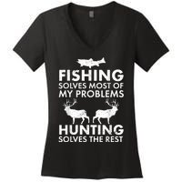 Funny Fishing And Hunting Gift Christmas Humor Hunter Cool Women's V-Neck T-Shirt