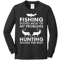 Funny Fishing And Hunting Gift Christmas Humor Hunter Cool Kids Long Sleeve Shirt