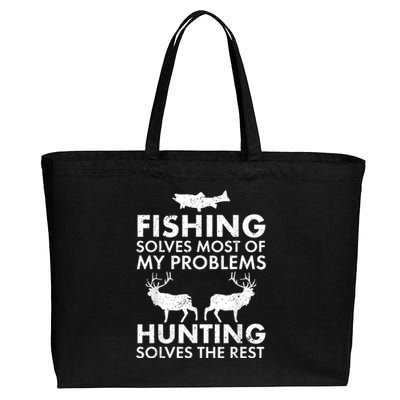 Funny Fishing And Hunting Gift Christmas Humor Hunter Cool Cotton Canvas Jumbo Tote