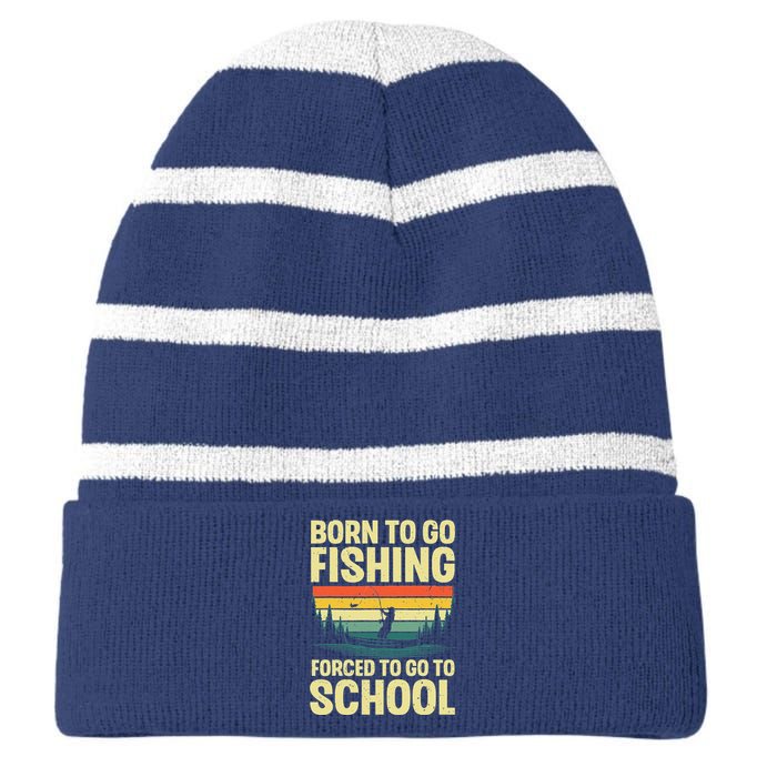 Funny Fishing Art For Fishing Fish Fisherman Striped Beanie with Solid Band