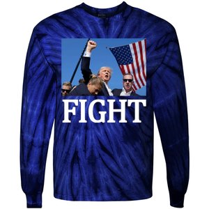 Fight For America Trump Assassination Attempt Fist Tie-Dye Long Sleeve Shirt