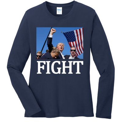 Fight For America Trump Assassination Attempt Fist Ladies Long Sleeve Shirt