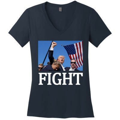 Fight For America Trump Assassination Attempt Fist Women's V-Neck T-Shirt