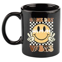Funny Face American Football Game Day Vibes Sport Girl 11oz C Handle Ceramic Mug
