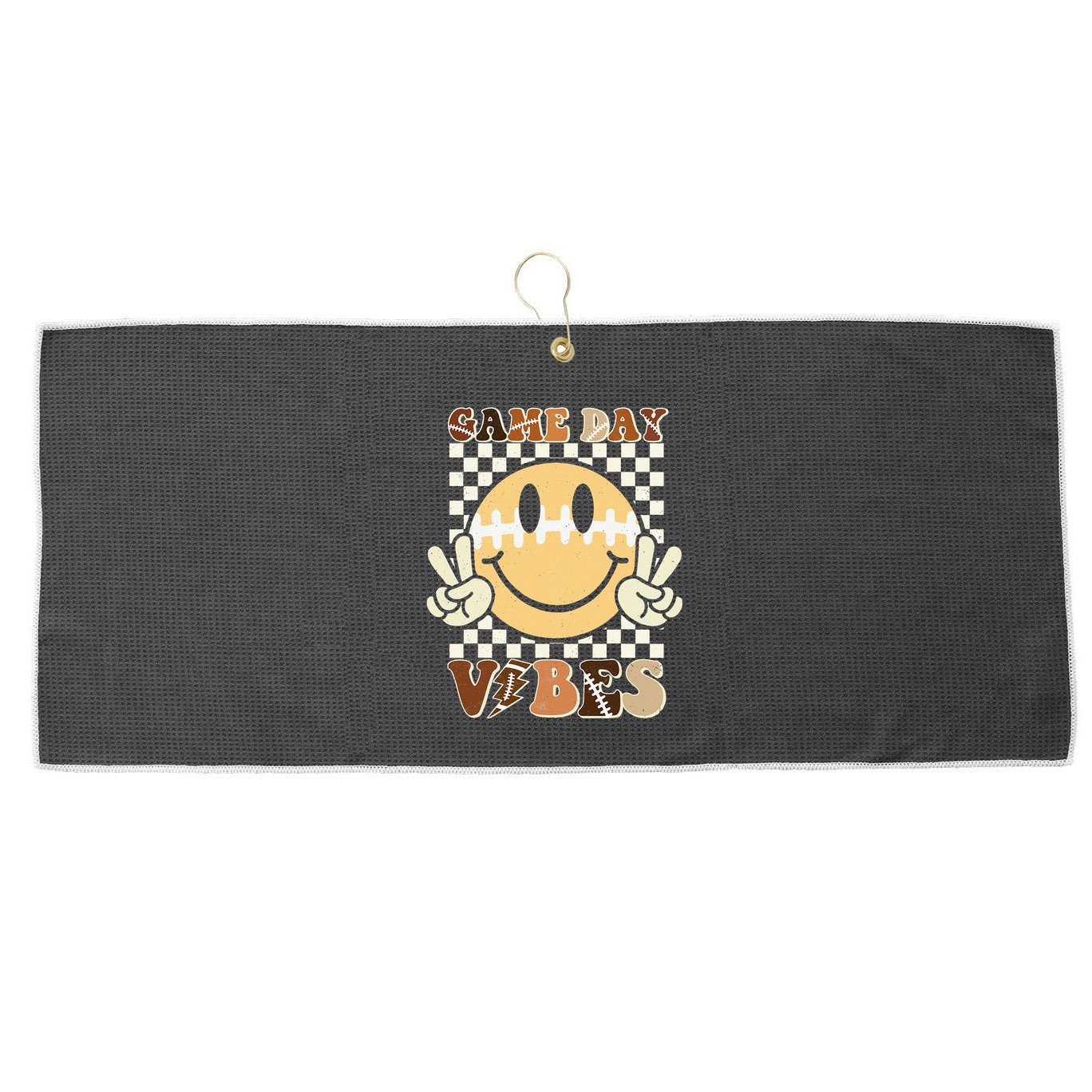 Funny Face American Football Game Day Vibes Sport Girl Large Microfiber Waffle Golf Towel