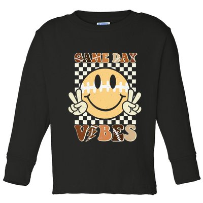 Funny Face American Football Game Day Vibes Sport Girl Toddler Long Sleeve Shirt
