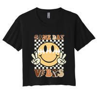 Funny Face American Football Game Day Vibes Sport Girl Women's Crop Top Tee