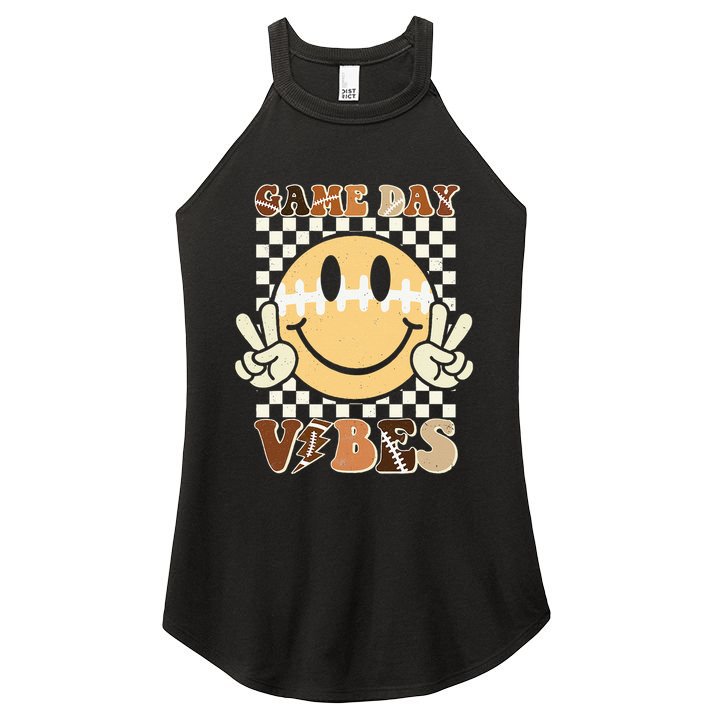 Funny Face American Football Game Day Vibes Sport Girl Women's Perfect Tri Rocker Tank