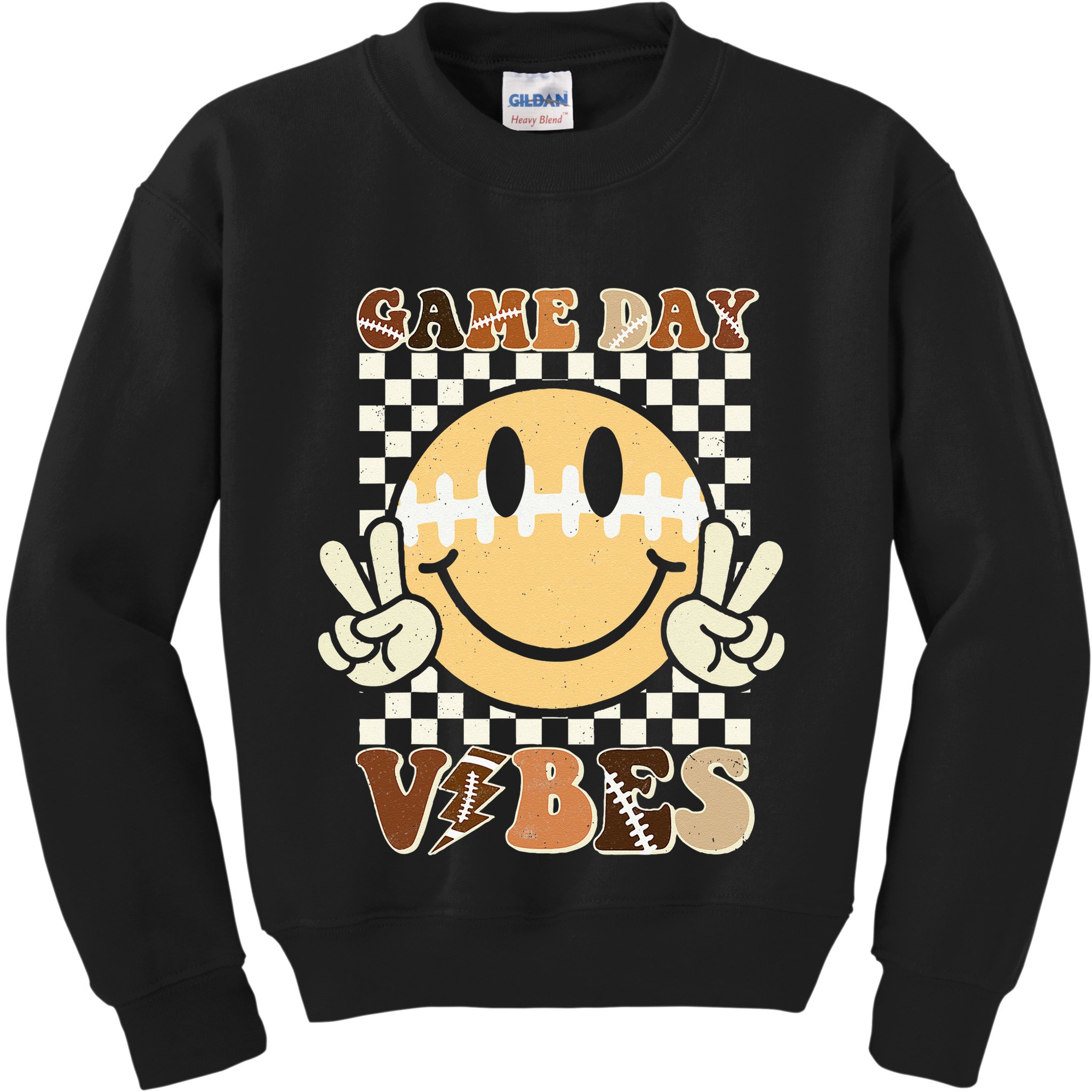 Funny Face American Football Game Day Vibes Sport Girl Kids Sweatshirt